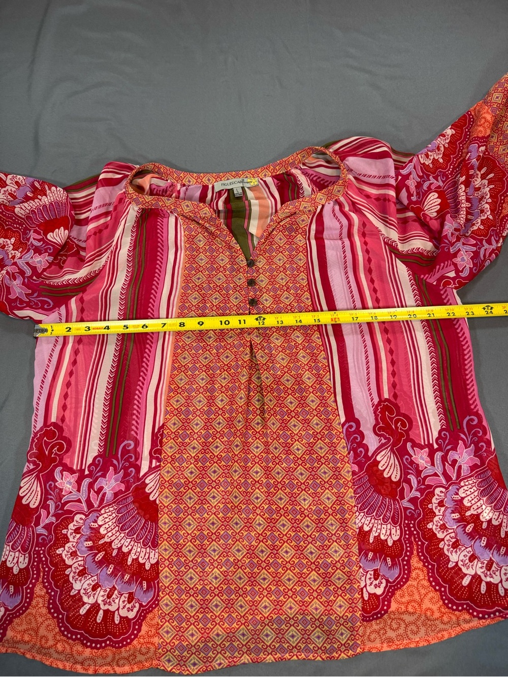Women’s Pink Bohemian Long-Sleeve Peasant Blouse - Picture 5 of 6